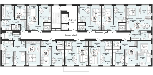 
  Продается 3-комн. квартира, 74.6 м², ЖК Одоевский, дом 1
. Фото 1.