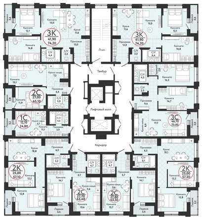 
  Продается 3-комн. квартира, 73 м², ЖК Одоевский, дом 3
. Фото 1.