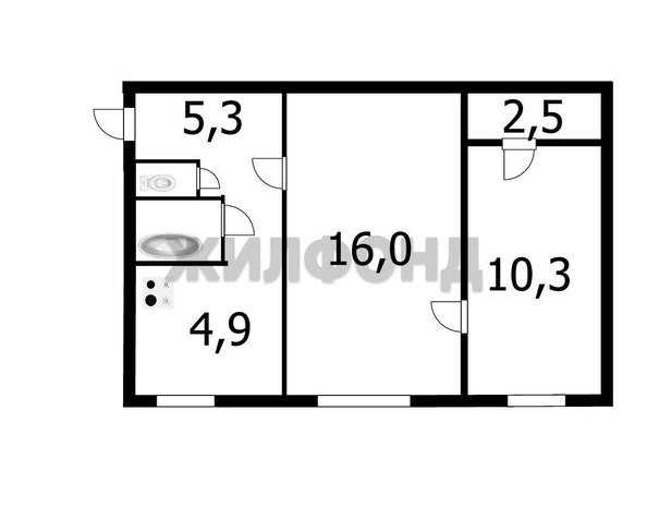 
  Продается 2-комн. квартира, 42.1 м², Богдана Хмельницкого ул, д. 11/2
. Фото 2.