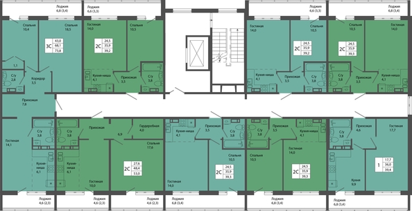 
  Продается 2-комн. квартира, 39.3 м², ЖК Родина, дом 4
. Фото 1.