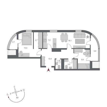 
  Продается студия, 83.1 м², ЖК Беринг, дом 2
. Фото 1.