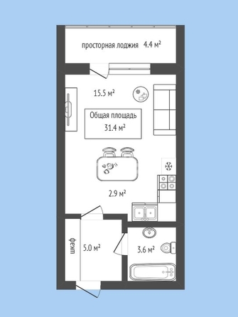 
  Продается студия, 31.4 м², ЖК Дом Нобель
. Фото 2.