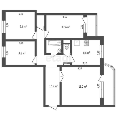 
  Продается 4-комн. квартира, 87 м², Выборная ул, д. 127
. Фото 15.