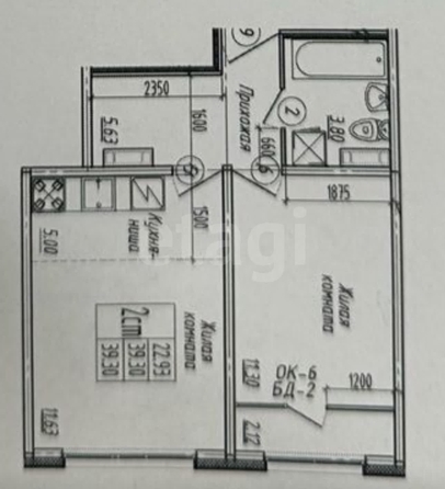 
  Продается 2-комн. квартира, 39.3 м², В. Высоцкого ул, д. 141/11
. Фото 2.