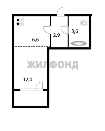 
  Продается студия, 25.1 м², Летный мкр, д. 31
. Фото 9.