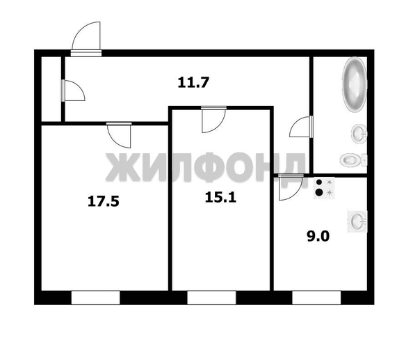 
  Продается 2-комн. квартира, 58.9 м², Красный пр-кт, д. 186
. Фото 15.