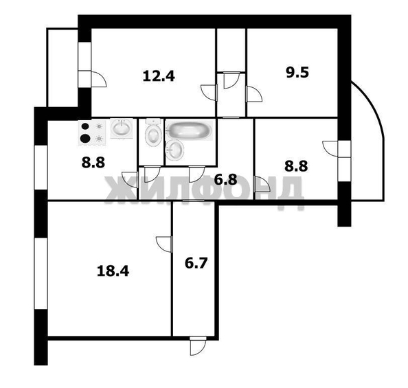 
  Продается 4-комн. квартира, 77.5 м², Немировича-Данченко ул, д. 120/3
. Фото 14.