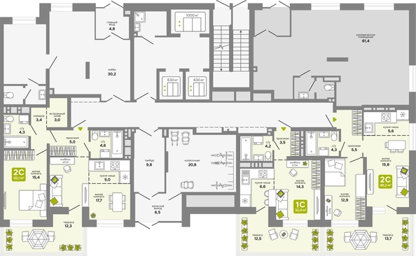 
  Продается студия, 32.4 м², ЖК Счастливый квартал, дом 2
. Фото 1.