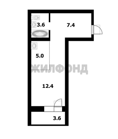 
  Продается студия, 28.4 м², ЖК Олимпийской славы, дом 3, сек 1
. Фото 7.