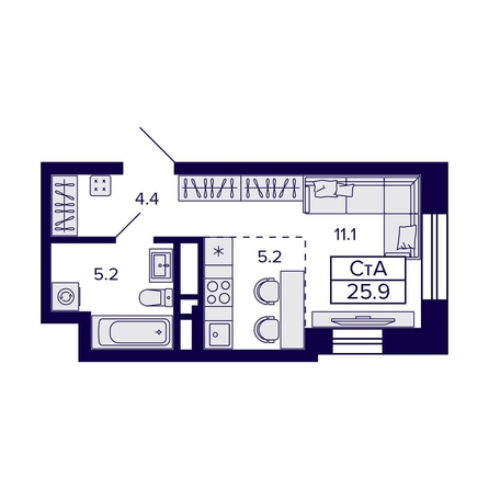
  Продается студия, 25.9 м², ЖК Citatum (Цитатум)
. Фото 1.
