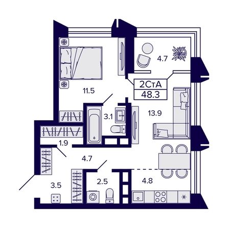 
  Продается 2-комн. квартира, 48.3 м², ЖК Citatum (Цитатум)
. Фото 1.