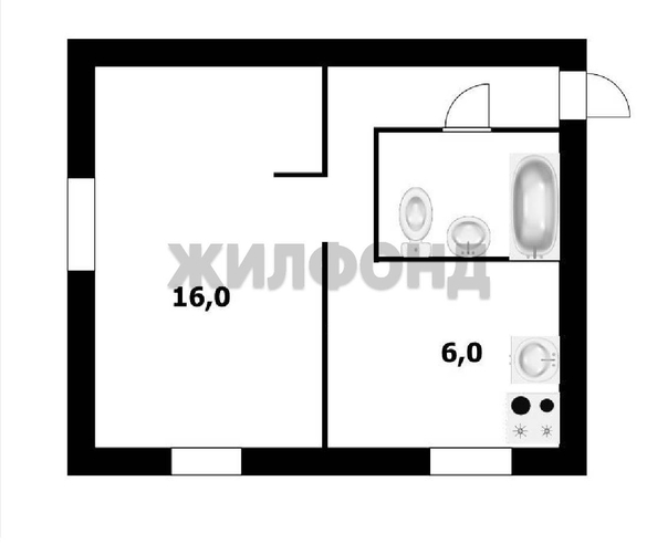 
  Продается 1-комн. квартира, 31 м², Блюхера ул, д. 57
. Фото 2.