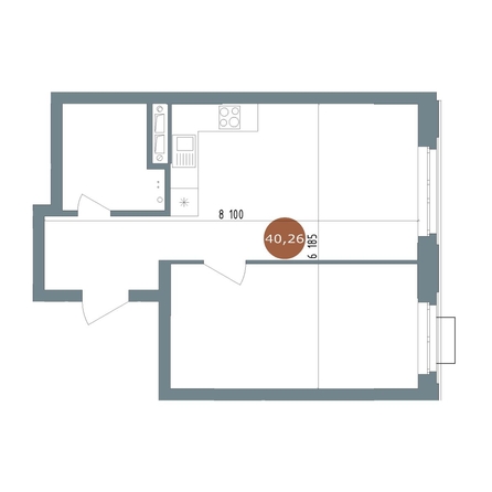 
  Продается 2-комн. квартира, 40.26 м², ЖК 19/56 Кварталы Телецентра, сек 3
. Фото 1.