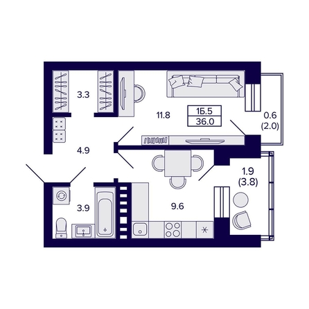 
  Продается 1-комн. квартира, 36 м², ЖК Сподвижники
. Фото 1.