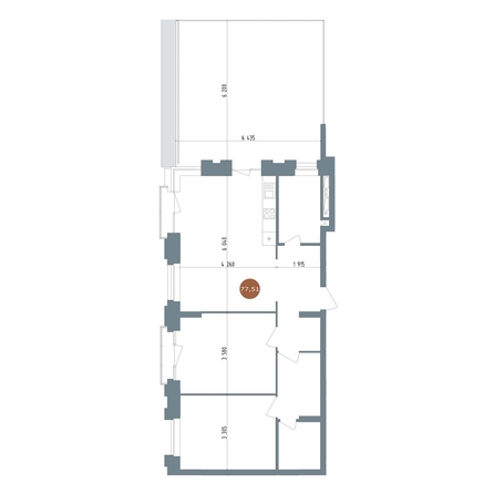 
  Продается 3-комн. квартира, 77.55 м², ЖК 19/56 Кварталы Телецентра, сек 4
. Фото 1.
