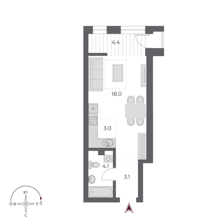 
  Продается студия, 32.6 м², ЖК ОСКАР, дом 2
. Фото 1.