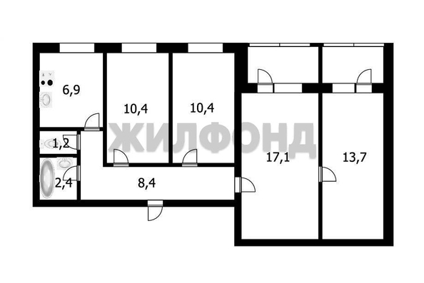 
  Продается 4-комн. квартира, 70.8 м², Зорге ул, д. 193/1
. Фото 14.