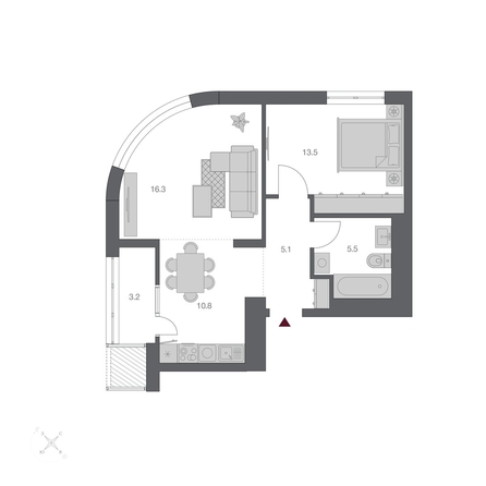 
  Продается 2-комн. квартира, 54.4 м², ЖК Беринг, дом 3
. Фото 1.