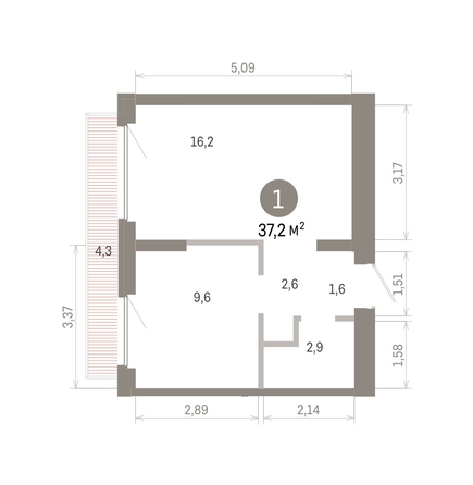 
  Продается 1-комн. квартира 37.15 м², в ЖК Пшеница, 6.1. Фото 1.
