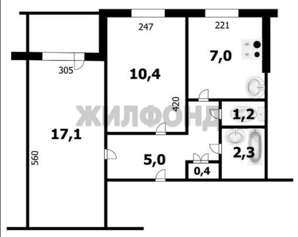 
  Продается 2-комн. квартира, 43.5 м², Зорге ул, д. 261
. Фото 13.