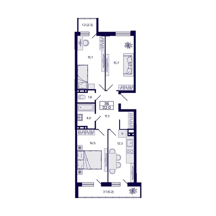 
  Продается 3-комн. квартира, 82 м², ЖК Gorizont (Горизонт), дом 1
. Фото 1.