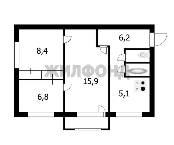 
  Продается 3-комн. квартира, 47.9 м², Есенина ул, д. 20
. Фото 21.