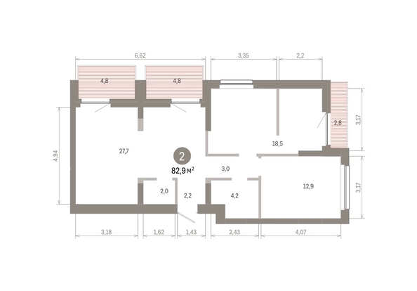 
  Продается 2-комн. квартира 82.9 м², в ЖК Лебедевский квартал, д 1. Фото 1.