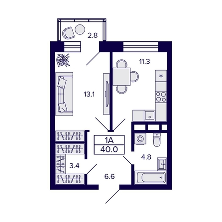 
  Продается 1-комн. квартира 38.4 м², в ЖК Цитатум. Фото 2.