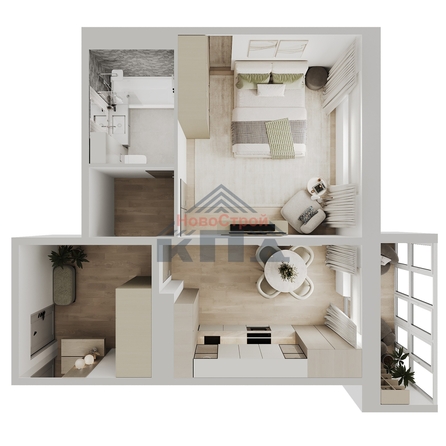 
  Продается 1-комн. квартира 45.95 м², в ЖК Два поэта. Фото 1.