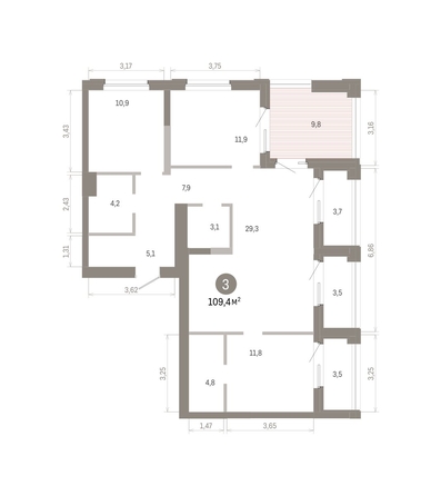 
  Продается 3-комн. квартира 112.07 м², в ЖК Город на озере. Фото 2.