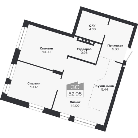 
  Продается 3-комн. квартира 52.95 м², в ЖК Базилик, дом 2. Фото 1.