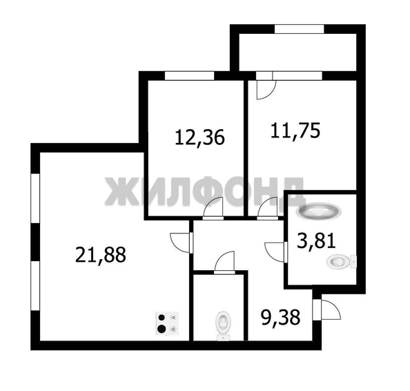 
  Продается 3-комн. квартира 62.9 м². Фото 1.