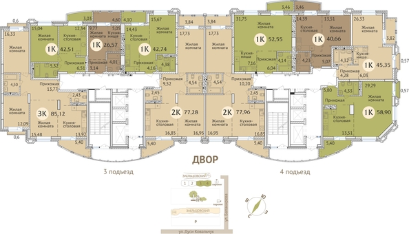 
  Продается 2-комн. квартира 76.6 м², в ЖК Заельцовский. Фото 21.