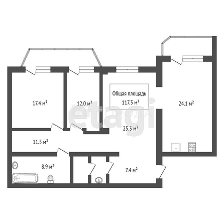 
  Продается 3-комн. квартира 117 м². Фото 44.
