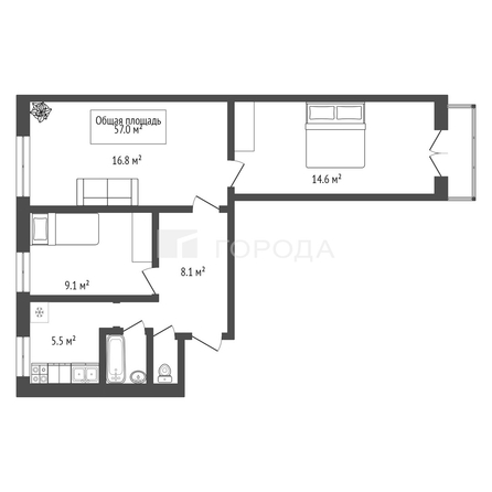 
  Продается 3-комн. квартира 57 м². Фото 16.