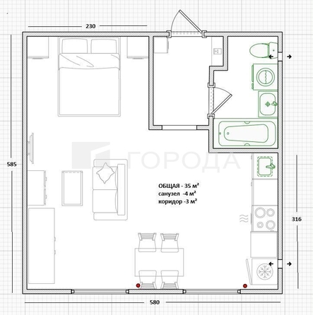 
  Продается 1-комн. квартира 35 м². Фото 11.