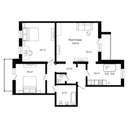 
  Продается 3-комн. квартира 120 м². Фото 12.