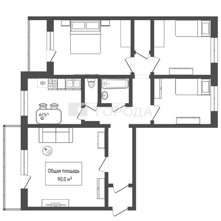 
  Продается 4-комн. квартира 90 м². Фото 28.