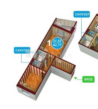 
  Продается 1-комн. квартира 37.7 м². Фото 18.