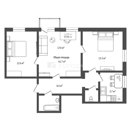 
  Продается 3-комн. квартира 61.7 м². Фото 14.