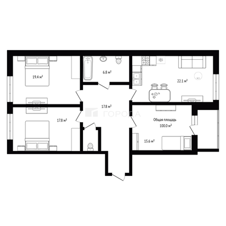 
  Продается 3-комн. квартира 100 м². Фото 31.