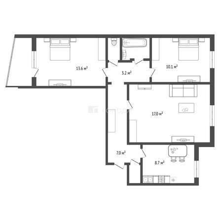 
  Продается 3-комн. квартира 62.5 м². Фото 10.