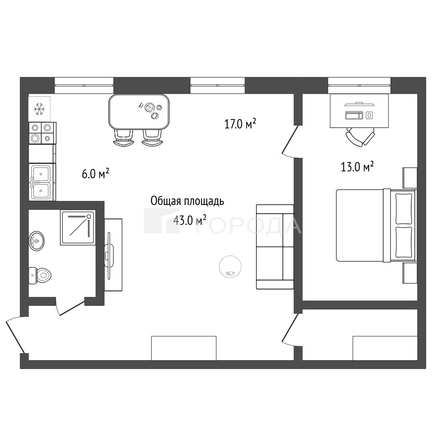 
  Продается 2-комн. квартира 43 м². Фото 25.
