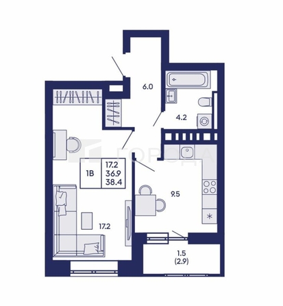 
  Продается 1-комн. квартира 39 м², в ЖК Горизонт, дом 1. Фото 8.