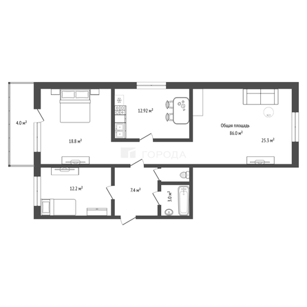 
  Продается 3-комн. квартира 86 м². Фото 25.