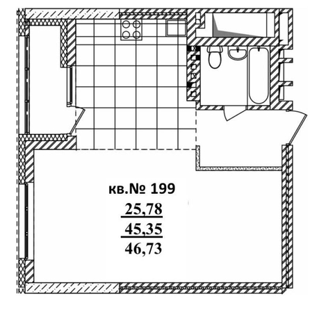 
  Продается студия 46.73 м², в ЖК  Римский квартал, 2 очередь. Фото 3.