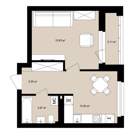 
  Продается студия 39.55 м², в ЖК  Римский квартал, 2 очередь. Фото 2.