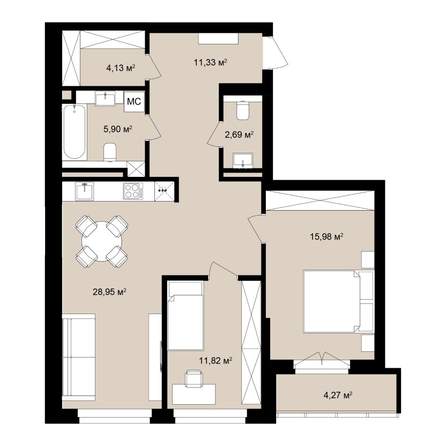 
  Продается 3-комн. квартира 83.8 м², в ЖК  Римский квартал, 2 очередь. Фото 2.