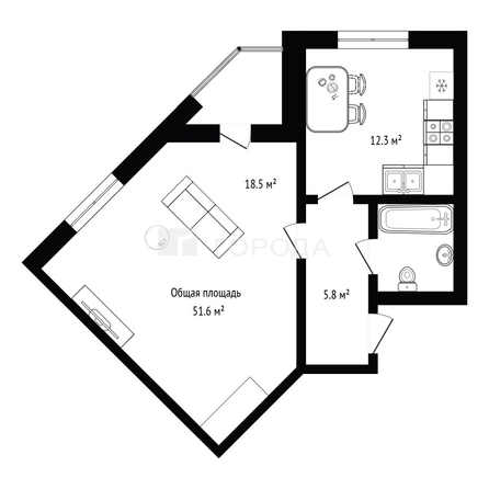 
  Продается 1-комн. квартира 51.6 м². Фото 21.