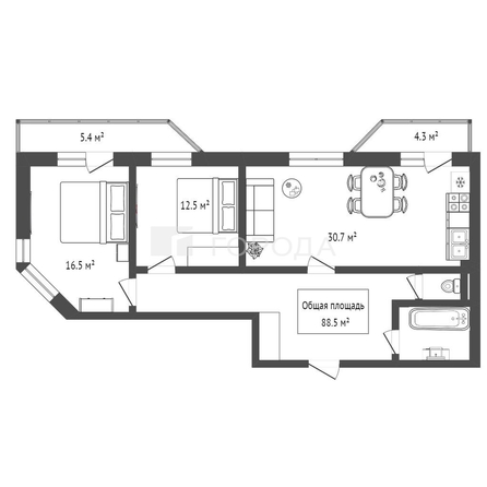 
  Продается 3-комн. квартира 88.5 м². Фото 20.